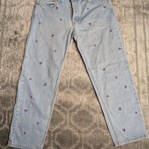 Lucky Brand Light Blue Floral Straight Leg Jeans